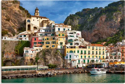 Produktbild von ARTland Leinwandbild Hafen von Amalfi an der Amalfiküste Größe: 90x60 cm