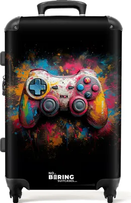 Produktbild von NoBoringSuitcases.com® Großer Koffer - Mit Farbe beschmierter Gamecontroller - Kombinationsschloss TSA - Hartschalen Trolley 4 Rollen - 72 liter - Reisekoffer - 66 cmKoffer Mittelgroß 67x43x25 cm, 72L,