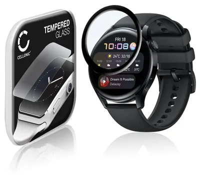 Immagine prodotto di Vetrino protettivo 9H CELLONIC compatibile con Huawei Watch 3 - 46mm (3D Full Cover per smartwatch braccialetto fitness 0,33mm Full Glue) colore Trasparente protezione display screen protector