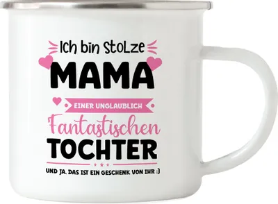Produktbild von Ich bin stolze Mama Emaille Tasse Muttertag Geschenk Tochter Mutter Geburtstag