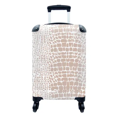 Produktbild von MuchoWow® Koffer Handgepäck Trolley Rollkoffer Kleine Reisekoffer mit 4 Rollen - Tiermuster - Rosa - Schlange - Pastell - Cabin Size < 55x40x23 cm & 55x40x20 cm - Fotokoffer - Kabinenkoffer - Boardgepäck - Reise-Box - Reisekoffer - Reisegepäck - Koffer mit Bild - Trolley für Kinder