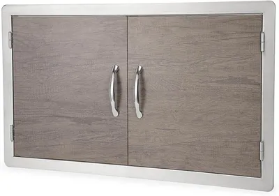Productafbeelding van BBQ Toegangsdeur - Buitenkeuken Deur - Outdoor Koken - Decoratieve Houtnerf - 36 x 21 Inch - Bruin