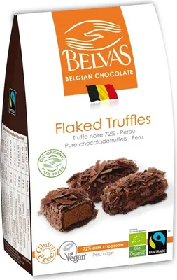 CZEKOLADKI BELGIJSKIE TRUFLE Z CZEKOLADĄ GORZKĄ FAIR TRADE BEZGLUTENOWE BIO 100 g - BELVAS