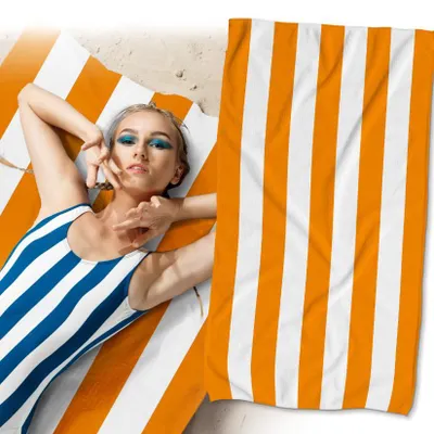 Produktbild von Orange Strandtuch Mikrofaser – Schnelltrocknendes Badehandtuch & Reisehandtuch – Leicht & Kompakt