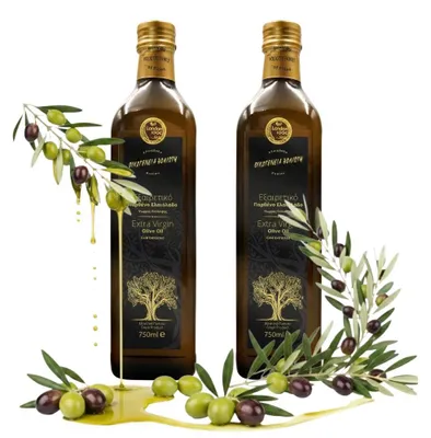 Produktbild von Olivenöle 2 x 750 ML - Unfiltriert - Fruchtiger Geschmack - Kaltgepresst - EV BLACK - Natives Olivenöl Extra - Pelion Amfissa Oliven - Glasflasche