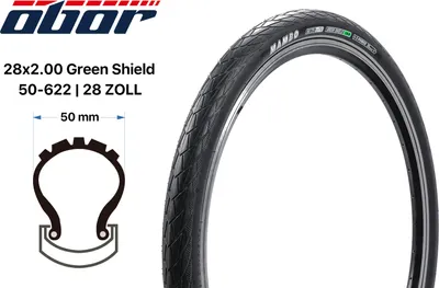 Produktbild von 28 Zoll Reifen OBOR Mambo 28x2.0 Green Shield 50-622 E25 Pannenschutz