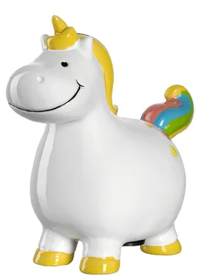Sparschwein Bambini 14 cm Einhorn aus Keramik mit Schlüssel