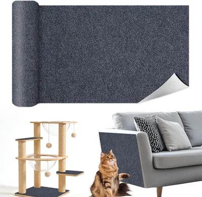 Produktbild von Selbstklebende Kratzmatte 40x200cm, zuschneidbar, Möbelschutz für Sofa & Wand, DIY Katzenkratzmatte, Dunkelgrau, Polyester-Vlies