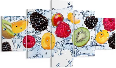 Produktbild von Bild auf Leinwand - Leinwandbild - Wasser Früchte frisch Essen - 125x70cm - Wand Bild - Wanddeko - Leinwanddruck - Bilder - Kunstdruck - Wanddekoration - Leinwand bilder - Wandkunst - EA125x70-2675