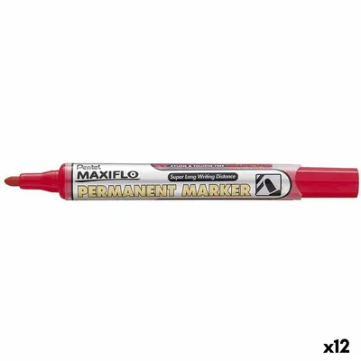 Image de Marqueur permanent Pentel NLF50 rouge 12 pièces