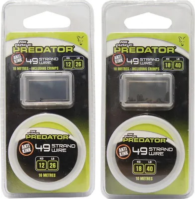Produktbild von Fox Rage Predator 49 Strand Steel Wire 12Kg/26Lb 10M Inc Crimps 18kg / 40lbs