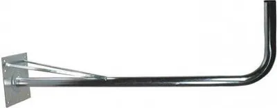 A silver metal antenna mount bracket is shown against a white background.