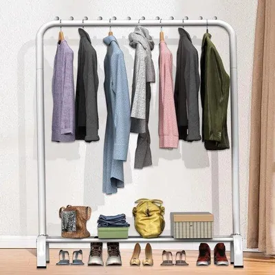 Produktbild von Famanu Schuhregal mit Garderobe - Freistehender Kleiderständer mit Schuhablage