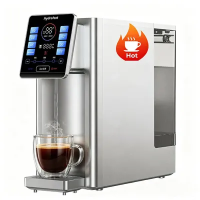 Image de Filtre à eau de table Hydrofast W100 avec osmose inverse (RO) et eau chaude instantanée, 8 températures, 50 à 999 ml, 92 °C, UV, réservoir de 4 L