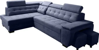 Produktbild von Robin Grand Ecksofa mit Schlaffunktion Bettkasten Kopfstützen 277x180x86 Marineblau Links