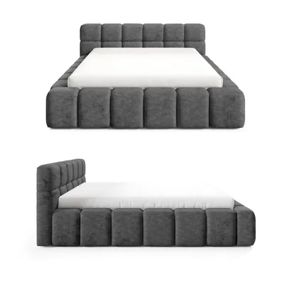 Produktbild von Dekori Polsterbett 160x200 NUBO PREMIUM Wolkenbett mit Bettkasten, Chenille Stoff - Grafitgrau (Perfect Harmony 90)