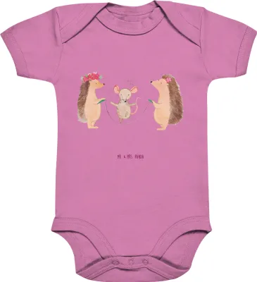 Produktbild von Mr. & Mrs. Panda Strampler Baby Igel Seilhüpfen 6. - 12. Monat - Bubble Gum Pink - Geschenk, overall, Maus, Kindergarten, babykleidung body, Kinder, baumwolle, Babybody