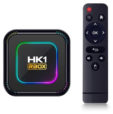 Zdjęcie produktu dla HK1 RBOX K8 – odtwarzacz multimedialny Smart TV z systemem Android 13.0, czterordzeniowy procesor RK3528, obsługa UHD 4K, dekodowanie H.265 8K, HDR10+, Wi-Fi 6 2,4 GHz/5 GHz, Bluetooth 5.0, z pilotem zdalnego sterowania, wyświetlacz LED i podświetlenie RGB