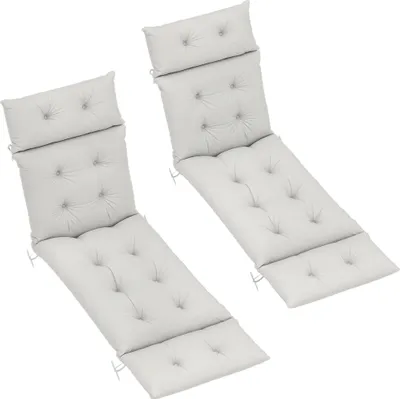 Image de Outsunny Lot de 2 coussins de chaise longue coussin bain de soleil - šŠpais, confortable et rembourršŠ - matelas transat avec 6 attaches, 190 x 56 x 10 cm, gris clair