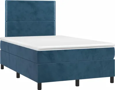 Produktbild von vidaXL Boxspringbett mit Matratze Dunkelblau 120x200 cm Samt