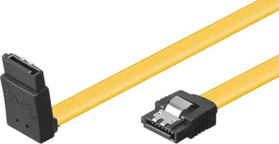 Produktbild von Goobay 95296 PC Datenkabel, 6 Gbits, 90° Clip, 0.5 m - SATA L-Typ Stecker > SATA L-Typ Stecker 90°