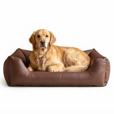 Produktbild von 4L Textil Mario Orthopädisches Hundebett aus Kunstleder Braun 100x70 cm Memory Foam Wasserabweisend Pflegeleicht Für Mittelgroße Hunde