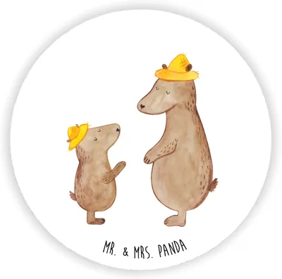 Produktbild von Mr. & Mrs. Panda magnet Bären mit Hut - Weiß - Geschenk, Vatertag, Kühlschrank, Familie, Kühlschrankmagnet, Paps, für, Muttertag, pinwand, pinnwand