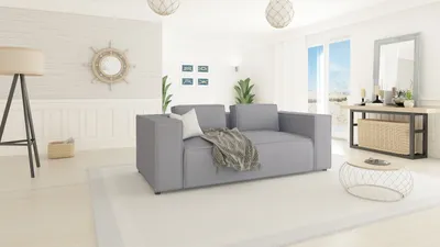 Produktbild von S-STYLE MÖBEL - Modernes Sofa 2 sitzer Lorine aus Grau Luxusmicrofaser mit weichem Sitz, B/T/H: 196 cm/ 92 cm/ 64 cm