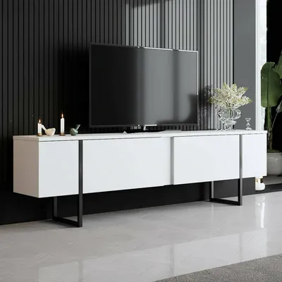 Produktbild von Abishia - TV-Möbel, 180x30x50h cm Weiß, ein Regal