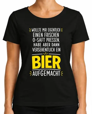 Produktbild von Versehentlich ein Bier aufgemacht Lustig Saufen Party Alkohol JGA Damen T-Shirt, Schwarz, XL