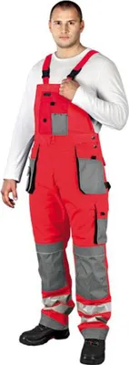 Produktbild von Arbeitslatzhose mit Reflektoren rot 56