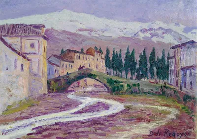 Produktbild von Legendarte - Kunstdruck auf Leinwand - Sierra Nevada - Darío De Regoyos - Wanddeko, Canvas cm. 50x70