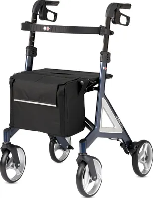 Produktbild von Bischoff & Bischoff Alevo Alu Rollator, faltbar – Leichtgewicht-Rollator für drinnen und draußen, Gehwagen mit stabilem Sitz und abnehmbarer Tasche
