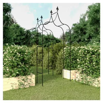 Produktbild von Gartenbögen 2 Stück Schwarz 120x38x260 cm Stahl, Rosenbogen, Rankhilfe für Pflanzen im Freien