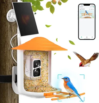 Produktbild von Intelligente Vogelhaus Kamera mit Solarpanel, 1080P HD, 160° Weitwinkel, Zwei-Wege-Audio, 5200 mAh Akku, IP65 Wasserdicht