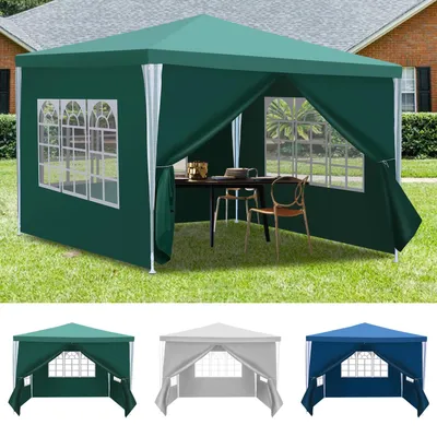Immagine prodotto di Vigevee Gazebo da giardino 3 x 3 m con 4 pannelli laterali, tenda portatile impermeabile con tubi a spirale, verde
