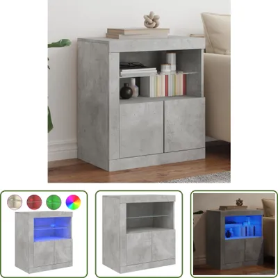 Produktbild von The Living Store Sideboard mit LED-Leuchten Betongrau 60,5x37x67 cm