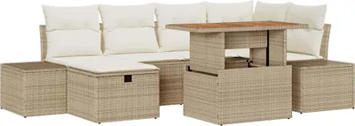 Produktbild von vidaXL Gartensofa-set 7 stk. Beige Poly-Rattan