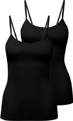 Produktbild von CALIDA Damen Spaghettitop, 2er Pack - Natural Comfort, Unterhemd, Top, Jersey, einfarbig Schwarz L (48/50)