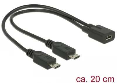 Immagine prodotto di Cavo Delock da presa USB micro-B a 2 connettori USB micro-B, 20,5 cm