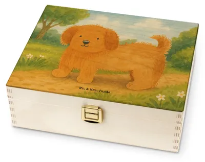 Produktbild von Mr. & Mrs. Panda Teedose Hund Flauschig Design - Weiß - Geschenk, Tee Box, Aufbewahrung, Frauchen, Hundemotiv, teebox holz, Hunde, Hundemama, Süß, Teeaufbewahrung