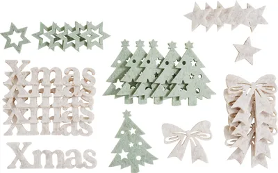 Produktbild von VBS Filzstreuteile XMAS 30 Stück Dicke 3 mm Größe 2.7 bis 8.2 cm