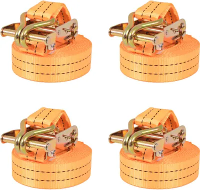 Image de Sangle d’arrimage à cliquet 4 pcs 1 tonne 6 m x 38 mm Orange