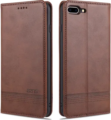 Immagine prodotto di LaimTop custodia in pelle per iPhone 8 Plus, flip cover custodia portafoglio chiusura magnetica stand custodia protettiva per iPhone 7 Plus / 8 Plus caffè