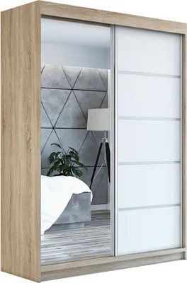 Produktbild von Schwebetürenschrank Kleiderschrank GAP 120 cm Schrank Garderobe Spiegel.Verschiedene Farben (Weiß, Schwarz, Somona). Möbel vom Hersteller!