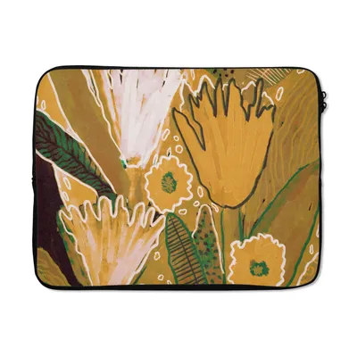 Produktbild von MuchoWow® Laptop Hülle 15 Zoll Blumen - Gelb - Pflanzen Laptoptasche - Laptoptasche - Sleeve - Rundum-Schutz