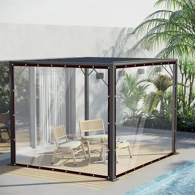 Image de Bâche en PVC pour toiture, 2 x 4 mètres, transparente, imperméable et résistante au vent.