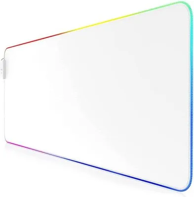 Produktbild von Große RGB Gaming Mausmatte LED Unterlage 800x300mm wasbar weiß