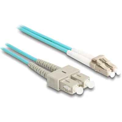 Produktbild von DeLOCK 1 m Glasfaser Netzwerkkabel für Netzwerkgerät, Schalter, Medienkonverter - Zweiter Anschluss: 1 x SC Duplex - LSZH - Aqua