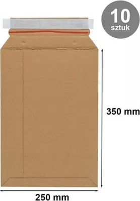 Obrázok produktu pre Obálka A4 KARTÓN 10 kusov 250 x 350 mm SAMOLEPIACA Hnedá EKO vlna E